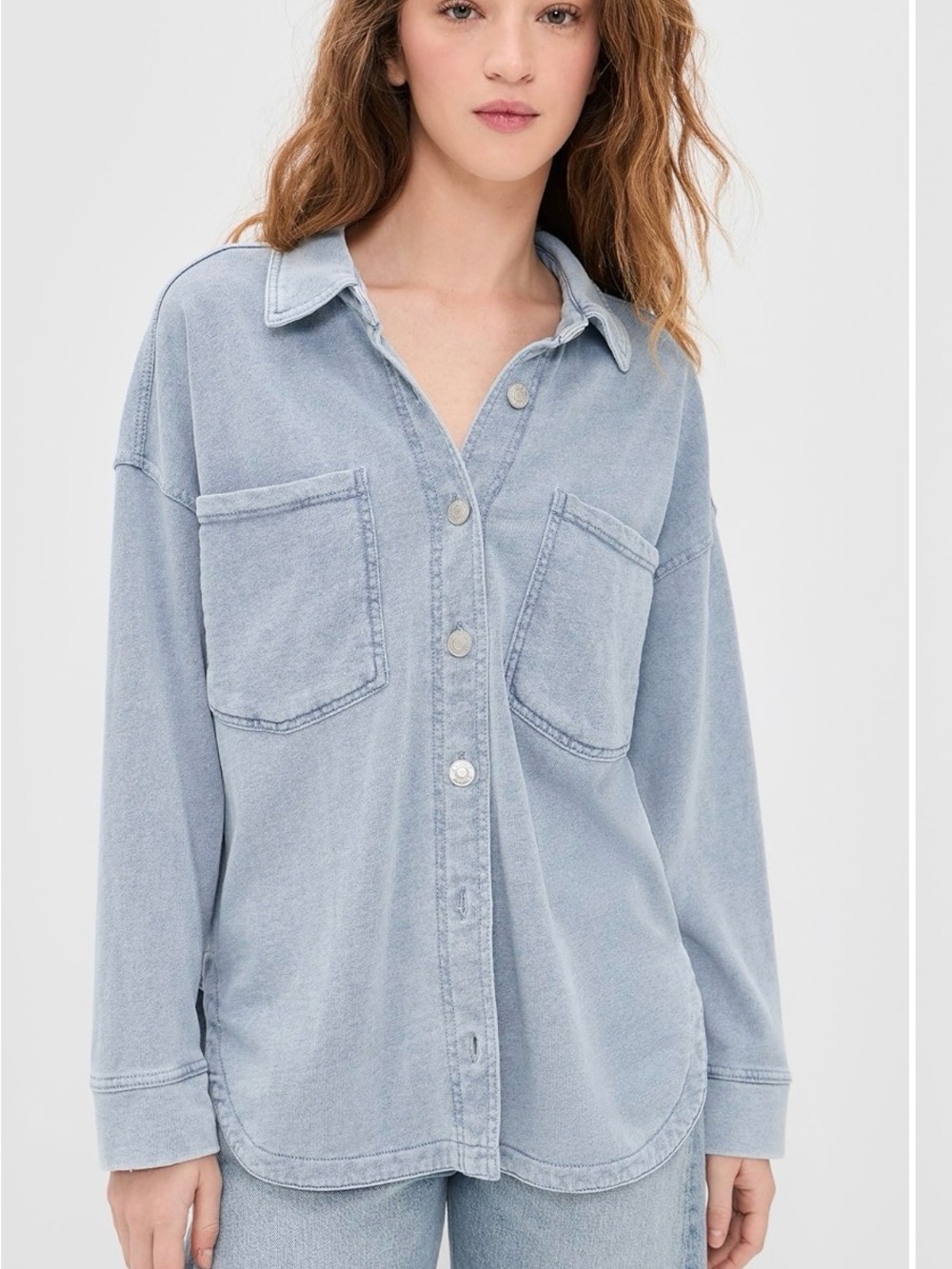 Z Supply All Day Knit Denim Shirt - Medium